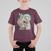 Funny Three Bunny Moon Humorous Rabbit Meme T Shirt For Kid
