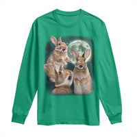Funny Three Bunny Moon Humorous Rabbit Meme Long Sleeve Shirt