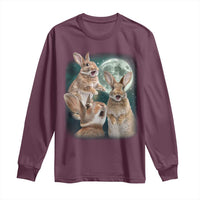 Funny Three Bunny Moon Humorous Rabbit Meme Long Sleeve Shirt
