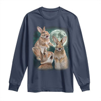 Funny Three Bunny Moon Humorous Rabbit Meme Long Sleeve Shirt