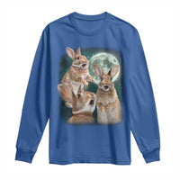 Funny Three Bunny Moon Humorous Rabbit Meme Long Sleeve Shirt