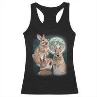 Funny Three Bunny Moon Humorous Rabbit Meme Racerback Tank Top