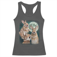 Funny Three Bunny Moon Humorous Rabbit Meme Racerback Tank Top