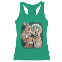 Funny Three Bunny Moon Humorous Rabbit Meme Racerback Tank Top