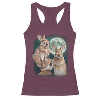 Funny Three Bunny Moon Humorous Rabbit Meme Racerback Tank Top