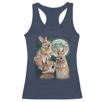 Funny Three Bunny Moon Humorous Rabbit Meme Racerback Tank Top