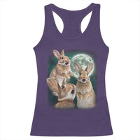 Funny Three Bunny Moon Humorous Rabbit Meme Racerback Tank Top