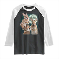 Funny Three Bunny Moon Humorous Rabbit Meme Raglan Shirt