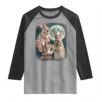 Funny Three Bunny Moon Humorous Rabbit Meme Raglan Shirt