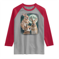 Funny Three Bunny Moon Humorous Rabbit Meme Raglan Shirt