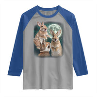 Funny Three Bunny Moon Humorous Rabbit Meme Raglan Shirt