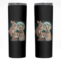 Funny Three Bunny Moon Humorous Rabbit Meme Skinny Tumbler
