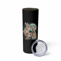 Funny Three Bunny Moon Humorous Rabbit Meme Skinny Tumbler