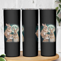 Funny Three Bunny Moon Humorous Rabbit Meme Skinny Tumbler