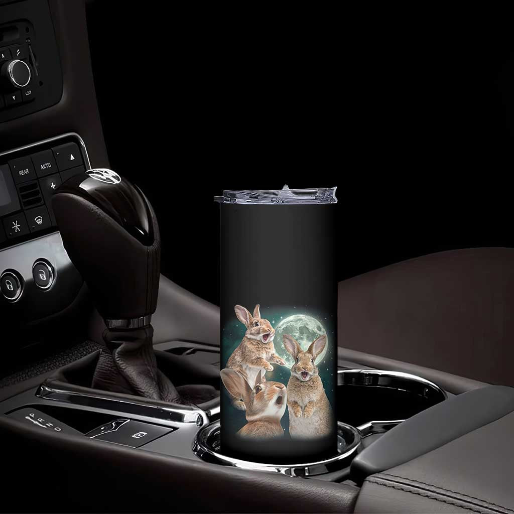 Funny Three Bunny Moon Humorous Rabbit Meme Skinny Tumbler