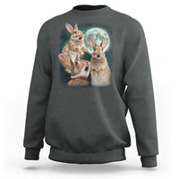 Funny Three Bunny Moon Humorous Rabbit Meme Sweatshirt