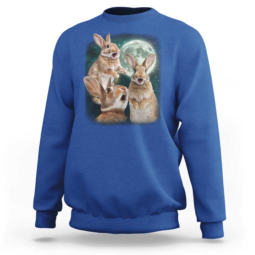 Funny Three Bunny Moon Humorous Rabbit Meme Sweatshirt