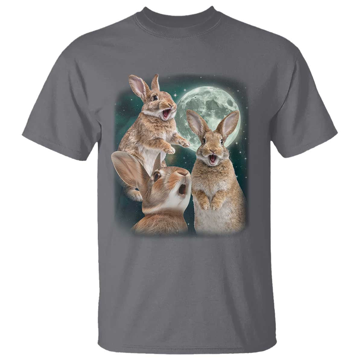 Funny Three Bunny Moon Humorous Rabbit Meme T Shirt