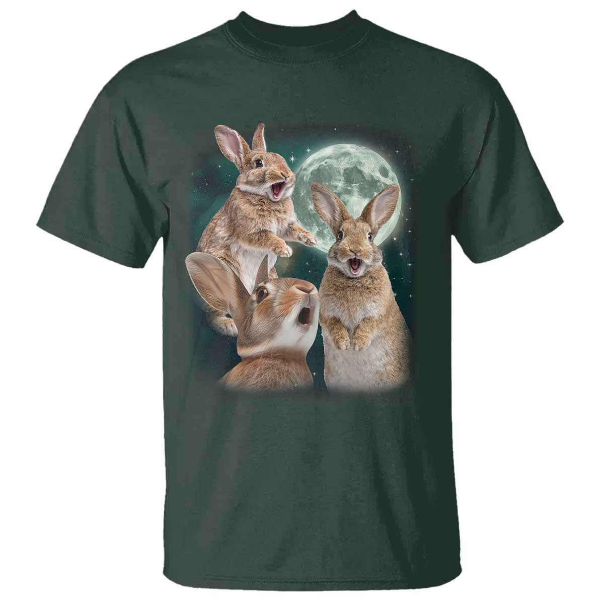 Funny Three Bunny Moon Humorous Rabbit Meme T Shirt
