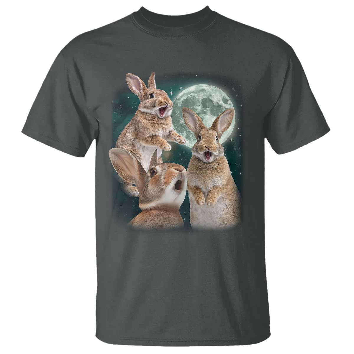 Funny Three Bunny Moon Humorous Rabbit Meme T Shirt