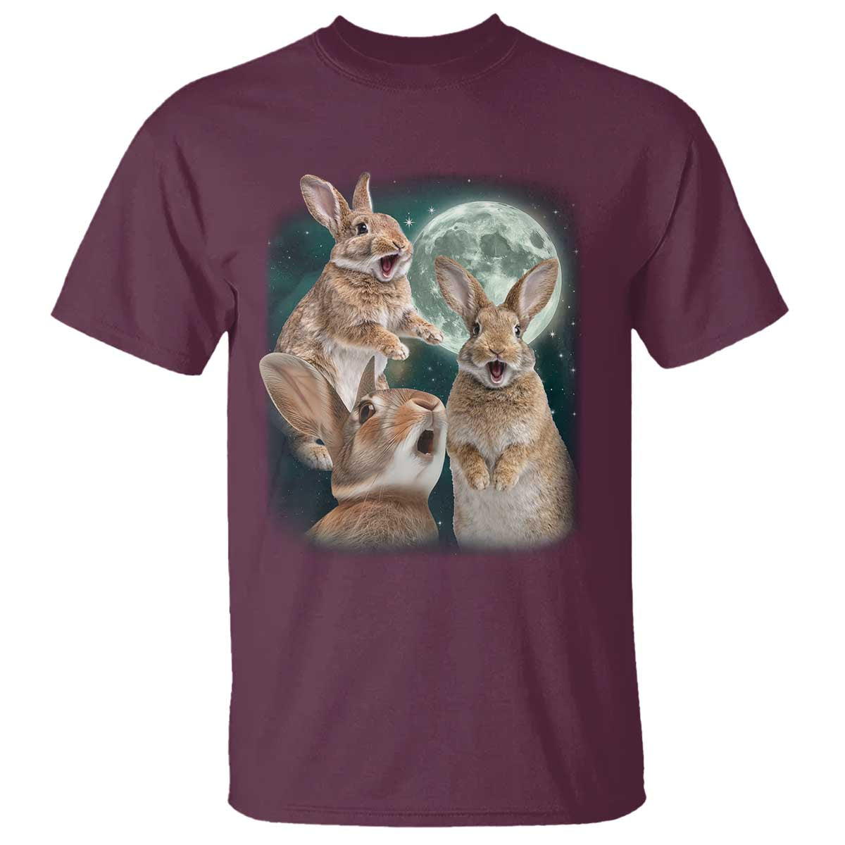 Funny Three Bunny Moon Humorous Rabbit Meme T Shirt