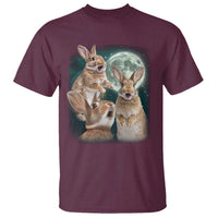 Funny Three Bunny Moon Humorous Rabbit Meme T Shirt