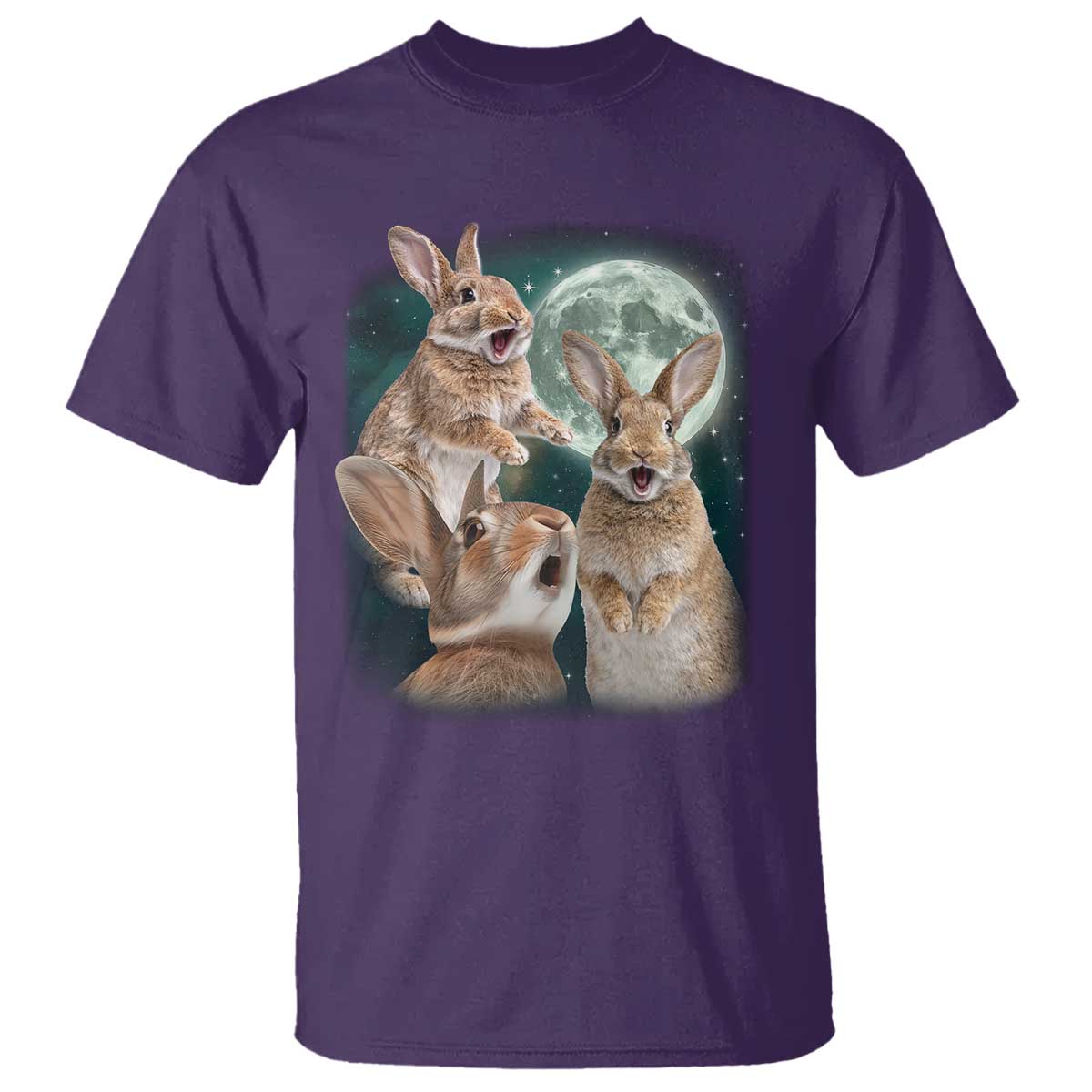 Funny Three Bunny Moon Humorous Rabbit Meme T Shirt