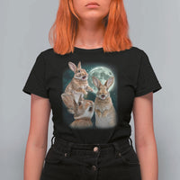 Funny Three Bunny Moon Humorous Rabbit Meme T Shirt For Women