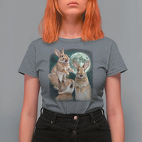 Funny Three Bunny Moon Humorous Rabbit Meme T Shirt For Women