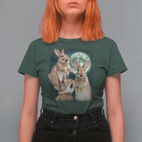 Funny Three Bunny Moon Humorous Rabbit Meme T Shirt For Women