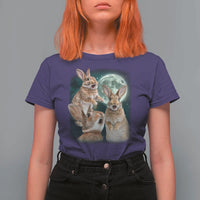 Funny Three Bunny Moon Humorous Rabbit Meme T Shirt For Women