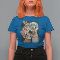 Funny Three Bunny Moon Humorous Rabbit Meme T Shirt For Women
