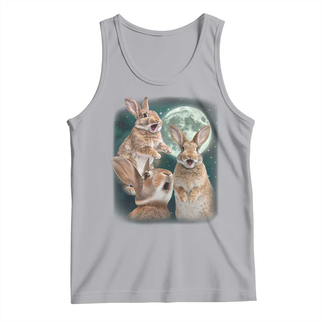 Funny Three Bunny Moon Humorous Rabbit Meme Tank Top