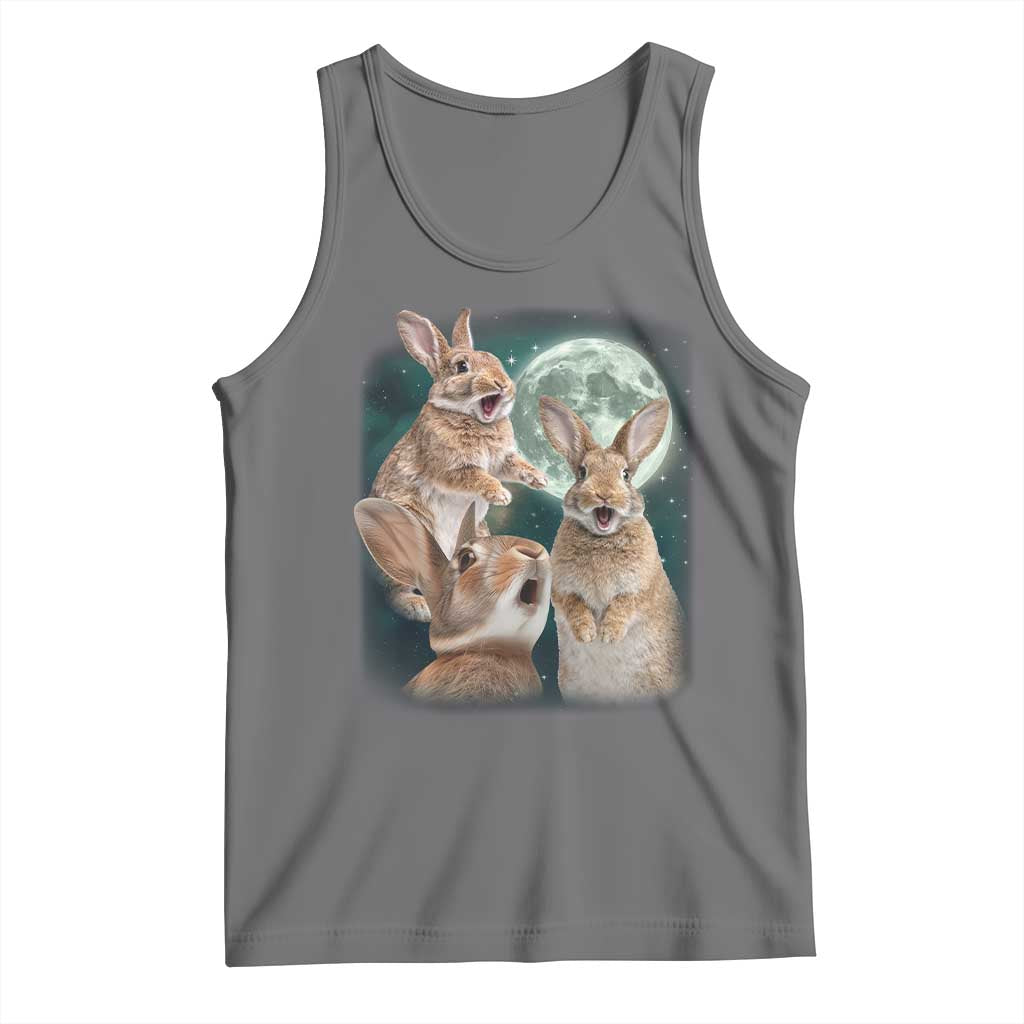 Funny Three Bunny Moon Humorous Rabbit Meme Tank Top