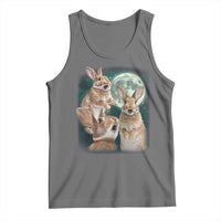 Funny Three Bunny Moon Humorous Rabbit Meme Tank Top