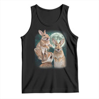 Funny Three Bunny Moon Humorous Rabbit Meme Tank Top