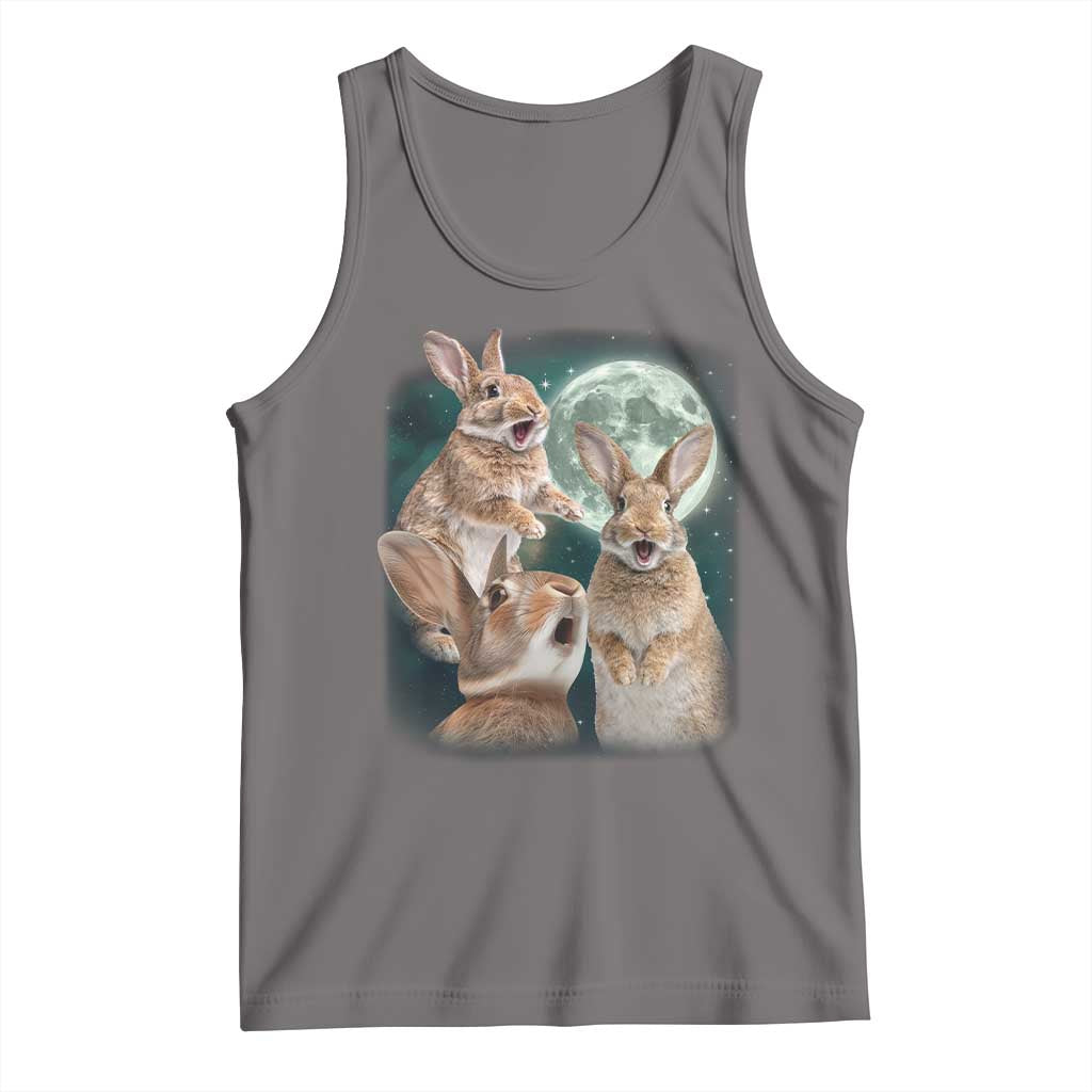 Funny Three Bunny Moon Humorous Rabbit Meme Tank Top