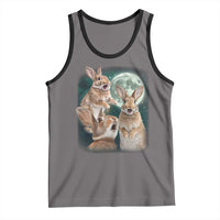 Funny Three Bunny Moon Humorous Rabbit Meme Tank Top