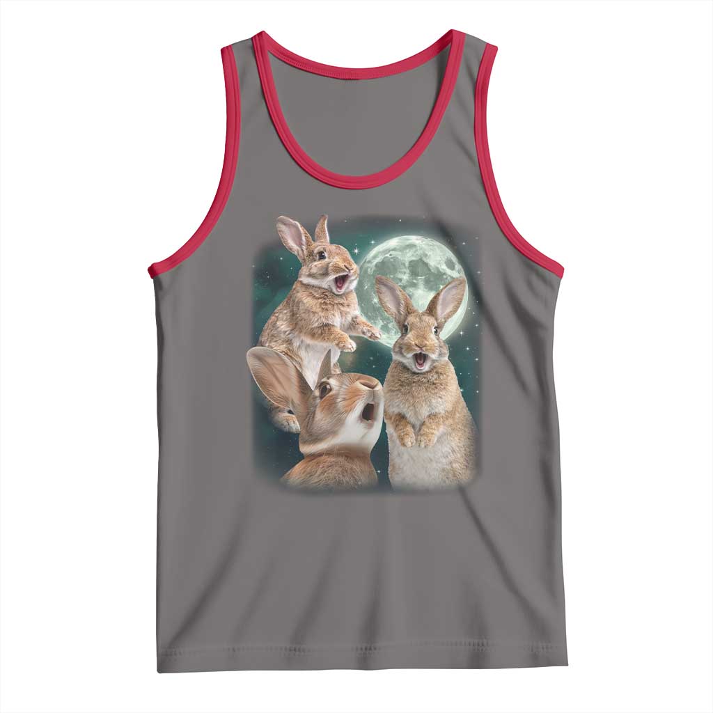 Funny Three Bunny Moon Humorous Rabbit Meme Tank Top