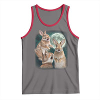 Funny Three Bunny Moon Humorous Rabbit Meme Tank Top