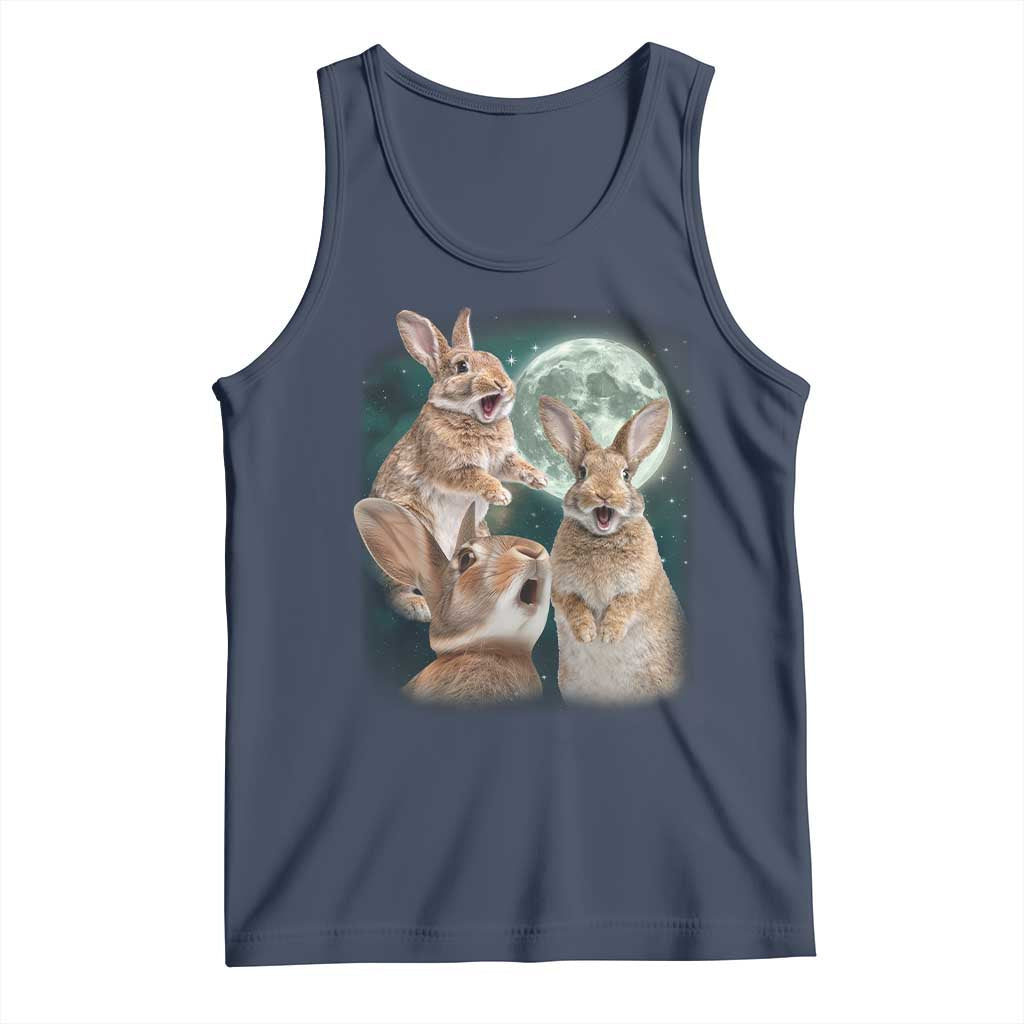 Funny Three Bunny Moon Humorous Rabbit Meme Tank Top