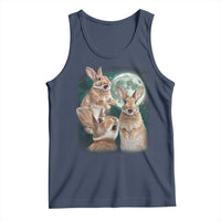 Funny Three Bunny Moon Humorous Rabbit Meme Tank Top