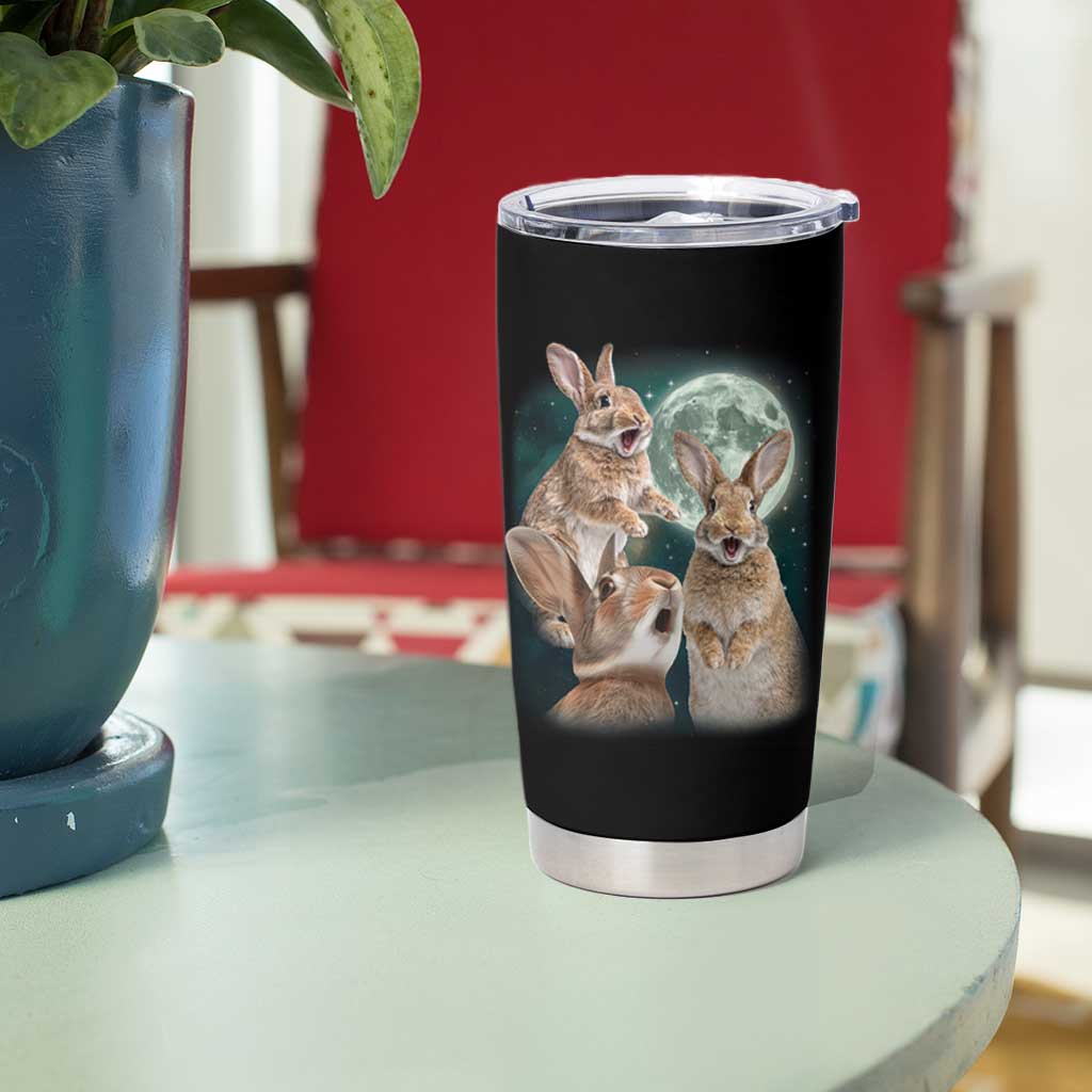 Funny Three Bunny Moon Humorous Rabbit Meme Tumbler Cup
