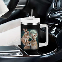 Funny Three Bunny Moon Humorous Rabbit Meme Tumbler With Handle