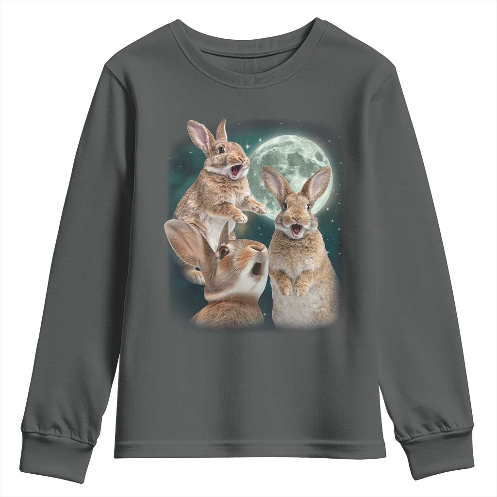 Funny Three Bunny Moon Humorous Rabbit Meme Youth Sweatshirt