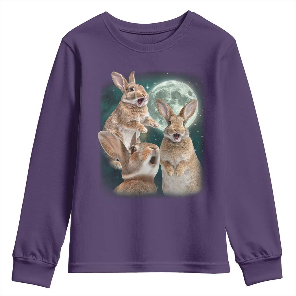 Funny Three Bunny Moon Humorous Rabbit Meme Youth Sweatshirt