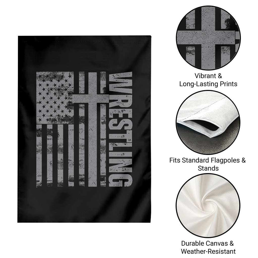 Wrestling Christian Vintage Patriotic American Flag Garden Flag
