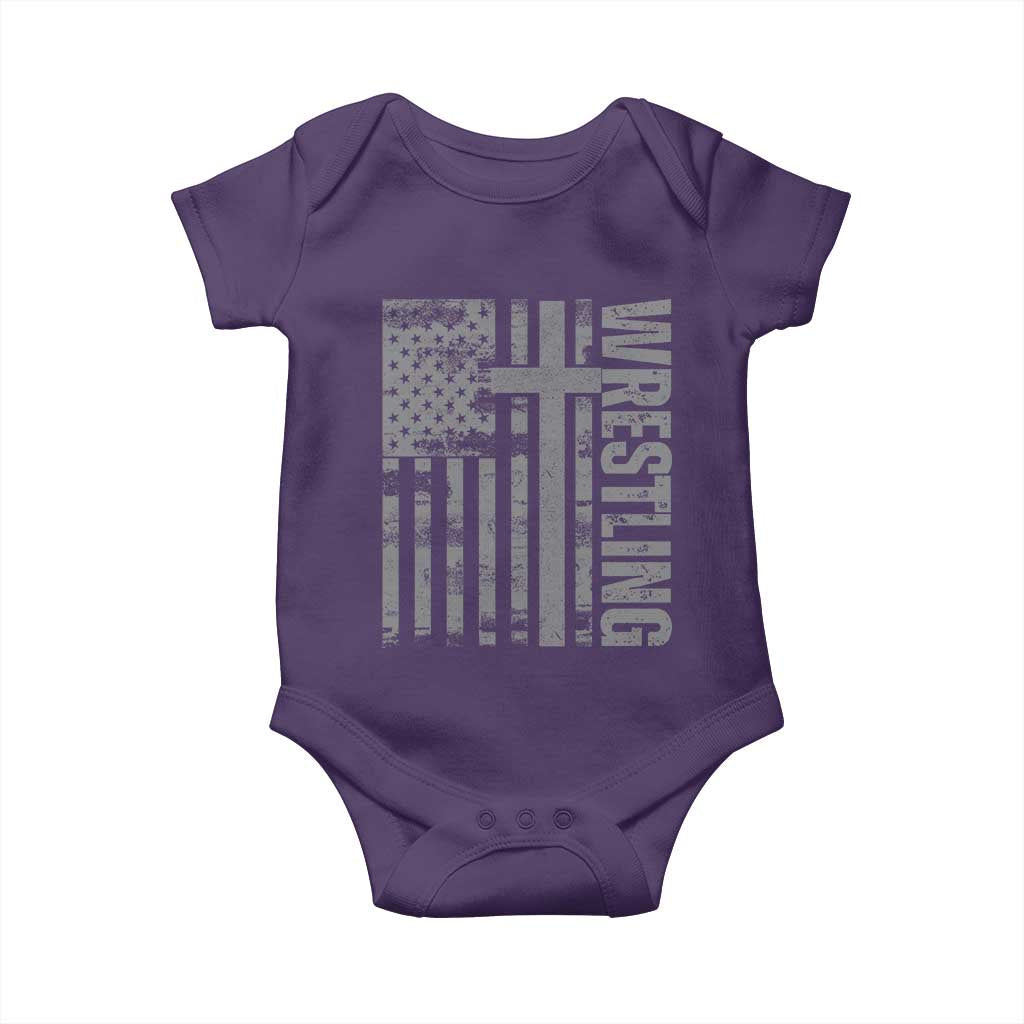 Wrestling Christian Vintage Patriotic American Flag Baby Onesie