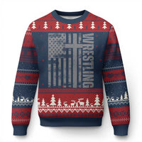 Wrestling Christian Vintage Patriotic American Flag Ugly Christmas Sweater