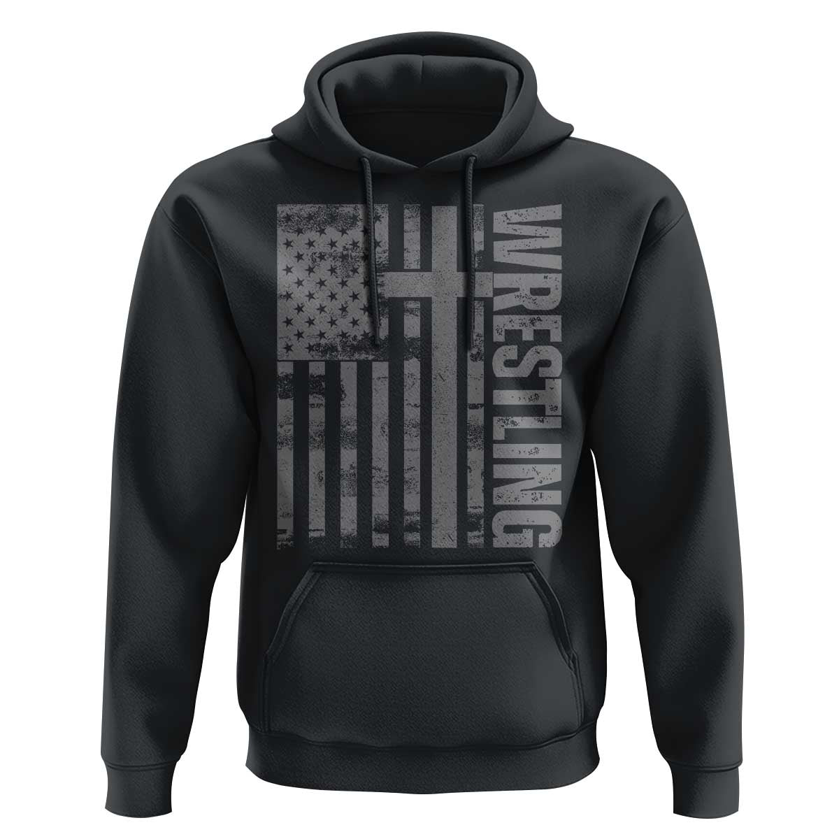 Wrestling Christian Vintage Patriotic American Flag Hoodie
